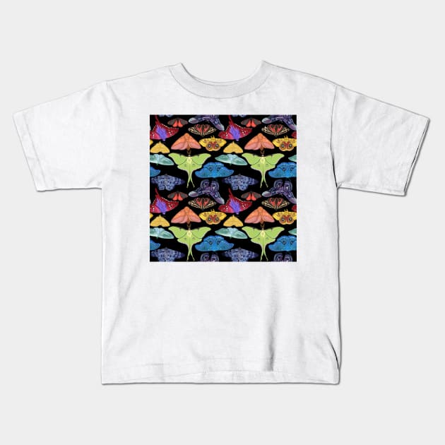 Pride Moths for Pride Month Rainbow Moths Kids T-Shirt by JamieWetzel